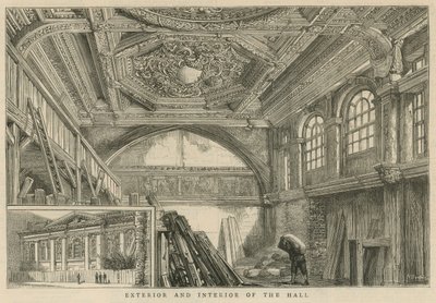 Het exterieur en interieur van Carpenters Hall door English School