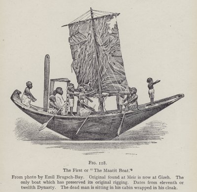 De eerste of de Maatit boot (litho) door English School
