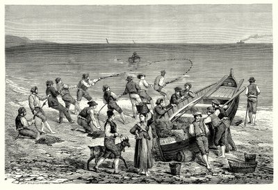 De vissers van Mentone (gravure) door English School