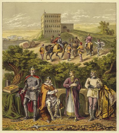 De vier Normandische koningen van Engeland; Koning Willem I, Koning Willem II, Koning Hendrik I, Koning Stefanus door English School