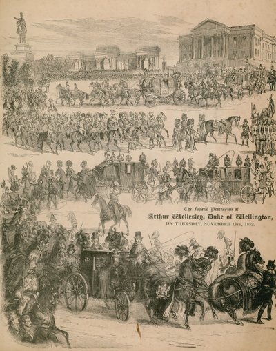 De begrafenisstoet van Arthur Wellesley, de hertog van Wellington, op 18 november 1852 door English School