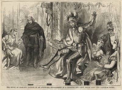 De geest van Hamlets vader in een ongemakkelijke situatie door English School