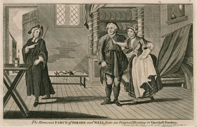 De humoristische klucht van Jobson en Nell naar een origineel schilderij in Vauxhall Gardens, Londen door English School