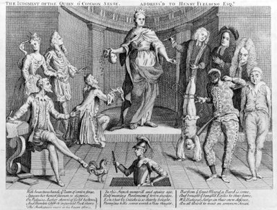 Het Oordeel van de Koningin van Gezond Verstand, gericht aan Henry Fielding Esq., 1736 door English School