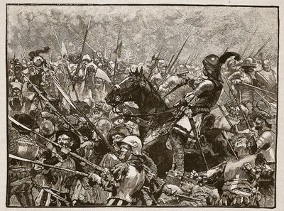 De laatste stand van Schwarz en zijn Duitsers, illustratie uit Cassells Geïllustreerde Geschiedenis van Engeland door English School