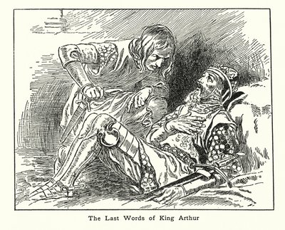 De laatste woorden van koning Arthur (litho) door English School
