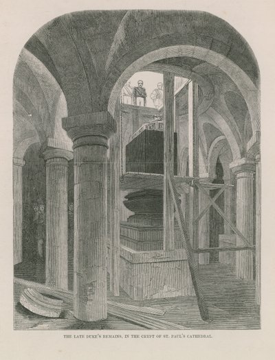 De overblijfselen van de overleden Hertog in de crypte van St Paul