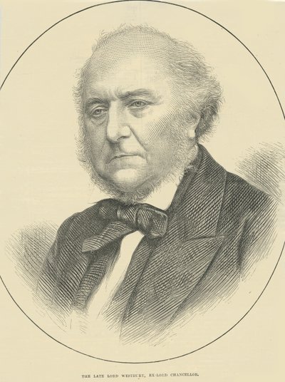 De overleden Lord Westbury, Ex-Lord Chancellor (gravure) door English School