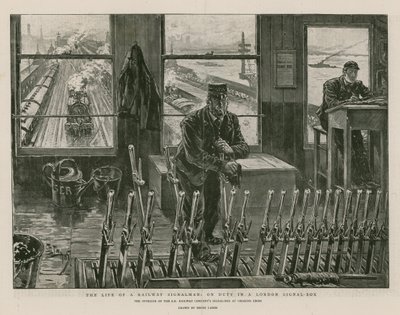 Het leven van een spoorwegseinhuiswachter tijdens dienst in een Londens seinhuis door English School