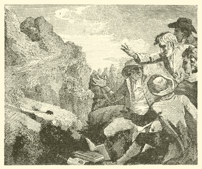 De bergen in arbeid (gravure) door English School