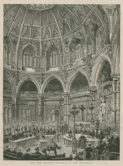 De nieuwe raadszalen in de Guildhall, Londen door English School