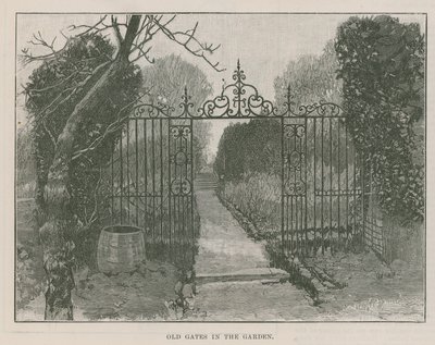 Het nieuwe openbare park in Highgate: oude poorten in de tuin door English School