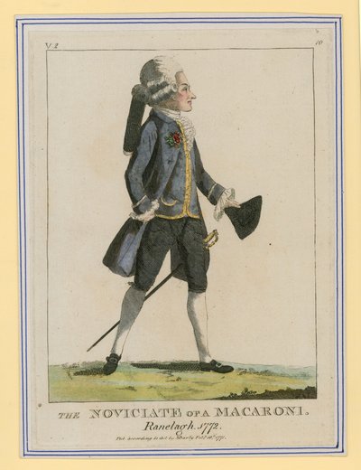 De novice van een Macaroni, Ranelagh, 1772 door English School
