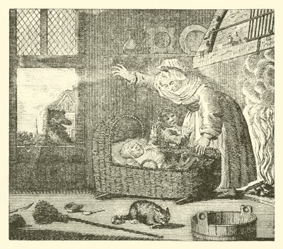 De verpleegster en de wolf (gravure) door English School
