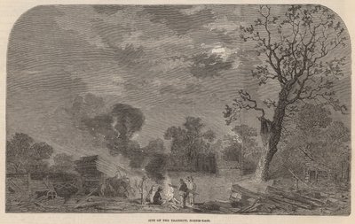 Het oude Crystal Palace in Hyde Park: locatie van de transept, noordoost door English School