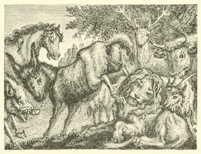 De oude leeuw (gravure) door English School