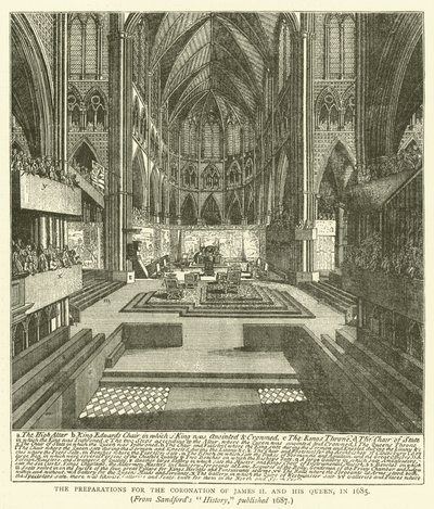 De voorbereidingen voor de kroning van James II en zijn koningin, in 1685, uit Sandford