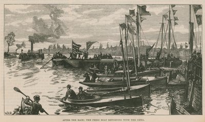 De persboot keert terug met het nieuws door English School
