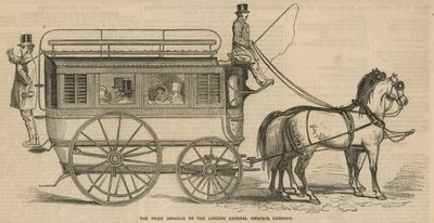De prijsomnibus van de London General Omnibus Company door English School