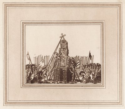 Het neerhalen van de Cheapside Cross op 2 mei 1643 door English School