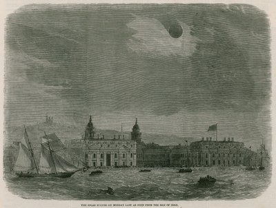 De zonsverduistering gezien vanaf het Isle of Dogs door English School