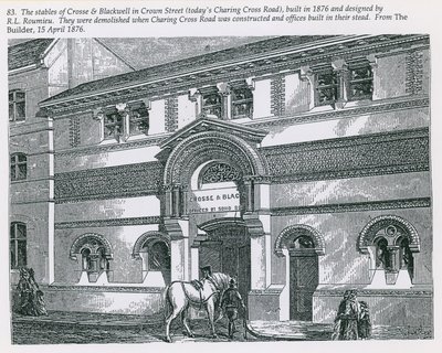 De stallen van Crosse & Blackwell in Crown Street (het huidige Charing Cross Road) door English School