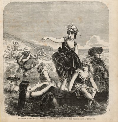De sirenen van de zee, een schets van de mooie baders aan de Franse kust bij Trouville door English School