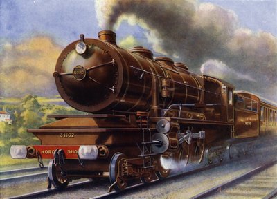 De trein die van Boulogne naar Parijs rijdt door English School