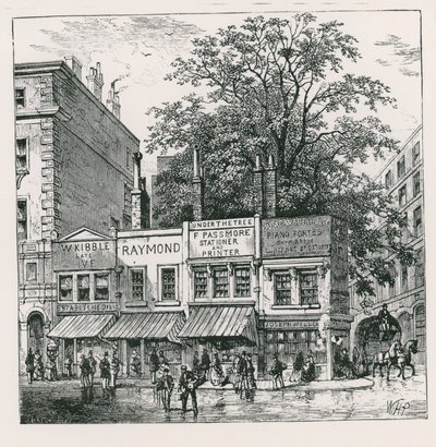 De boom op de hoek van Wood Street, Londen door English School