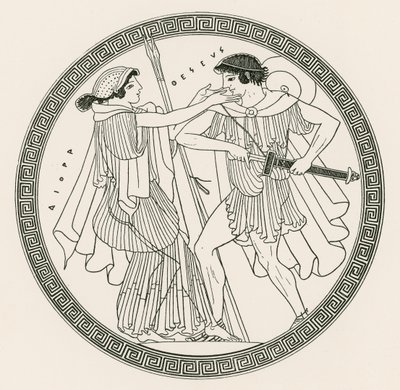Theseus en Aithra door Hibron (gravure) door English School