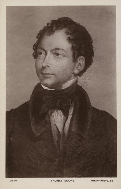 Thomas Moore (1779-1852), Ierse dichter, zanger en entertainer (litho) door English School