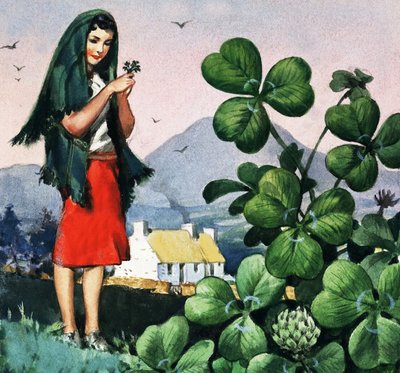 Klavertje drie, het nationale embleem van Ierland door English School