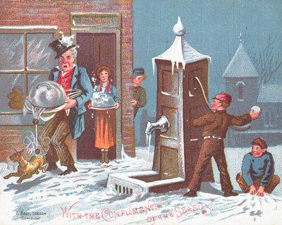 Sneeuwballen gooien naar de bakker door English School