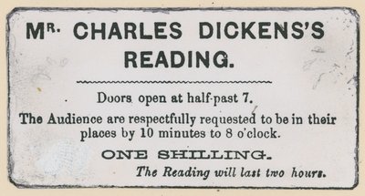 Ticket voor een lezing van Charles Dickens door English School