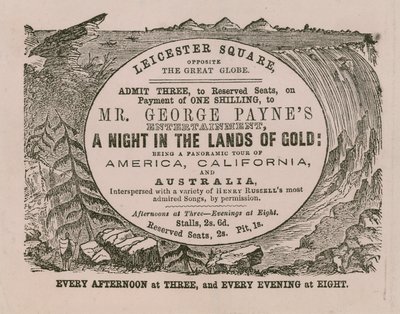 Toegangsbewijs voor Mr. George Paynes voorstelling Een Nacht in de Landen van Goud door English School
