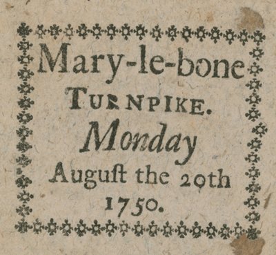 Ticket voor de Mary-le-Bone Tolpoort door English School