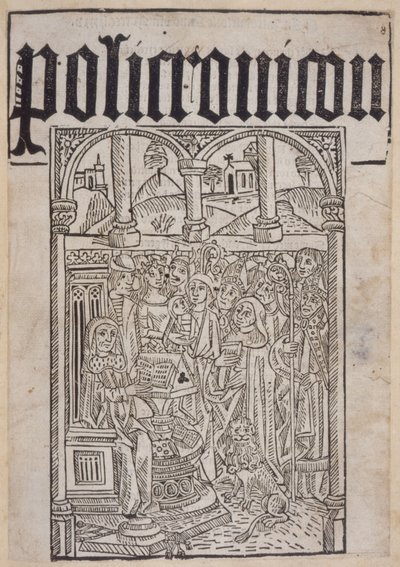 Titelpagina van de Polychronicon door Ranulf Higden, gedrukt door Wynkyn de Worde door English School