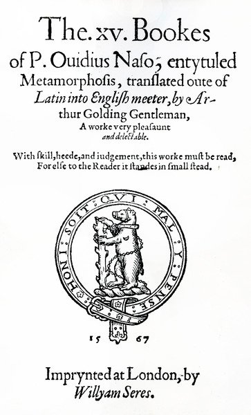 Titelpagina van XV boek van P. Ovidius Naso, getiteld Metamorphosis door English School