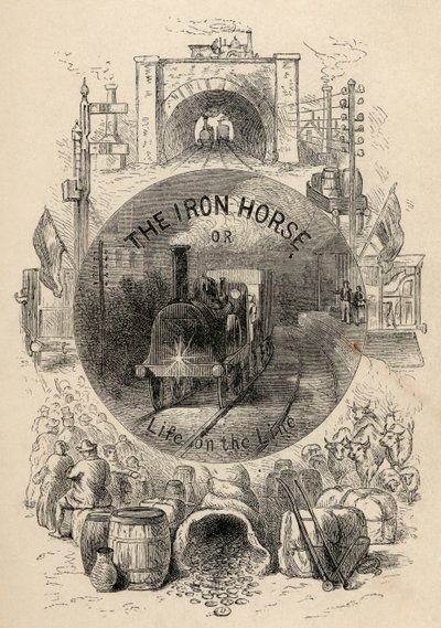 Titelpagina van The Iron Horse or Life on the Line door R.M. Ballantyne, gepubliceerd 1884 door English School