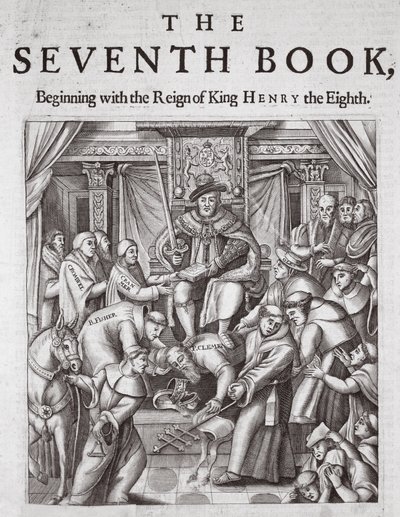 Titelpagina, Het Zevende Boek, uit Handelingen en Monumenten van John Foxe, negende editie, uitgegeven 1684 door English School