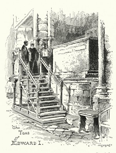 Graf van koning Edward I, Westminster Abbey (gravure) door English School