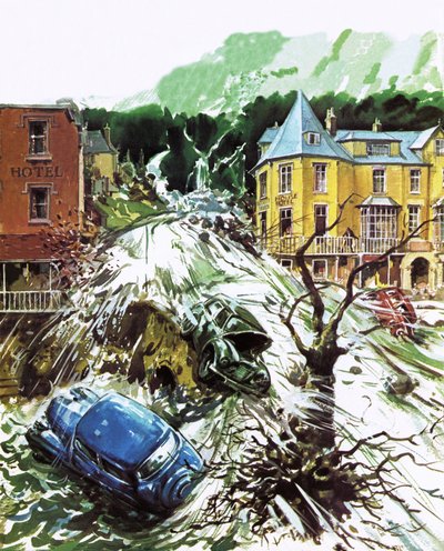 Stroom van terreur in Lynmouth, Devon, augustus 1952 door English School