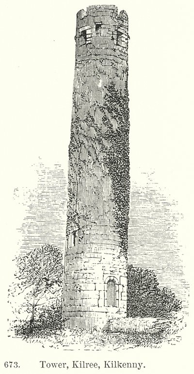 Toren, Kilree, Kilkenny (gravure) door English School