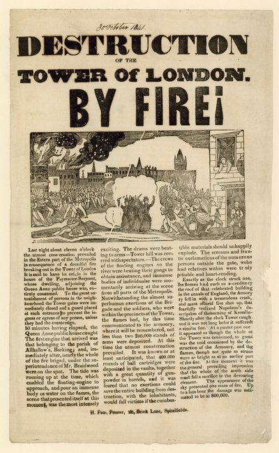 Brand in de Tower of London, 1841 door English School