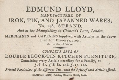 Handelskaart, Edmund Lloyd door English School