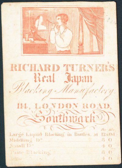 Handelskaart, Richard Turners Real Japan Blacking Manufactory door English School