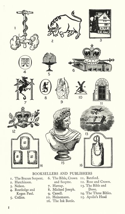 Handelstekens: Boekverkopers en Uitgevers (litho) door English School