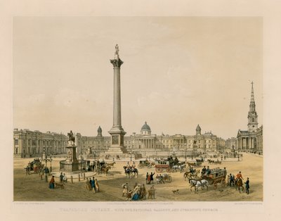Trafalgar Square met de National Gallery en St Martins Kerk door English School