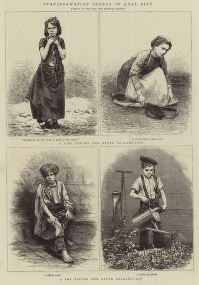 Transformatiescènes in het echte leven (gravure) door English School