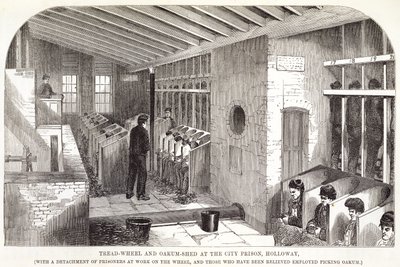 Looprad en Eikenschuur in de Stadsgevangenis, Holloway, uit The Criminal Prisons of London and Scenes of Prison Life door Henry Mayhew (1812-87) en John Binny, 1862 door English School